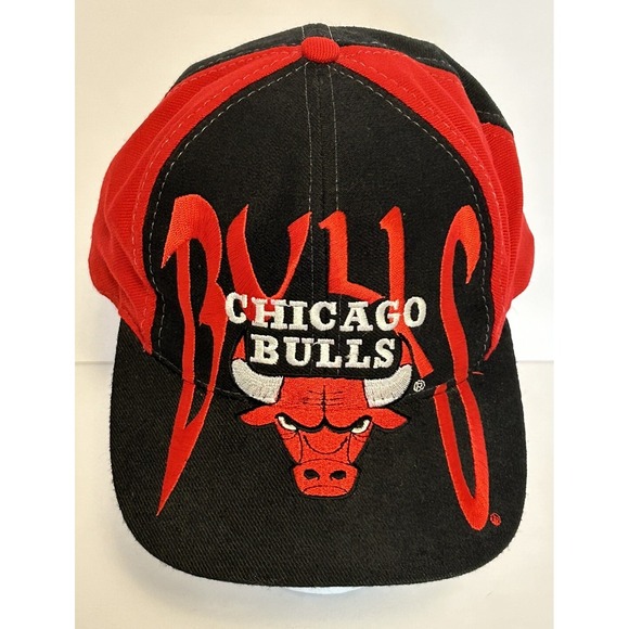 Chicago Bulls Snapback Cap Spell Out Hard to Find Wool Blend Hat AJD 90's - Picture 2 of 16